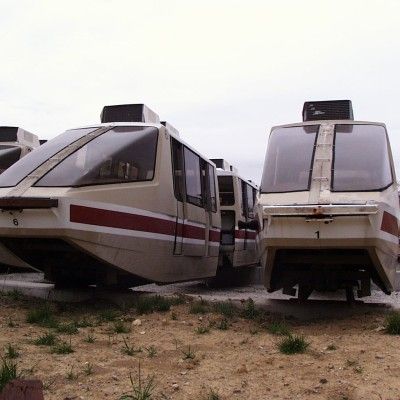 Monorail Trams Sitting Idle